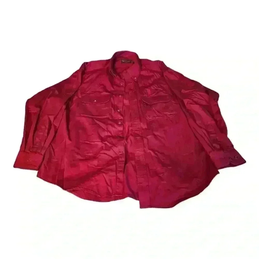 American Outpost Mens Shirt Large Red Long Sleeves Button Down
